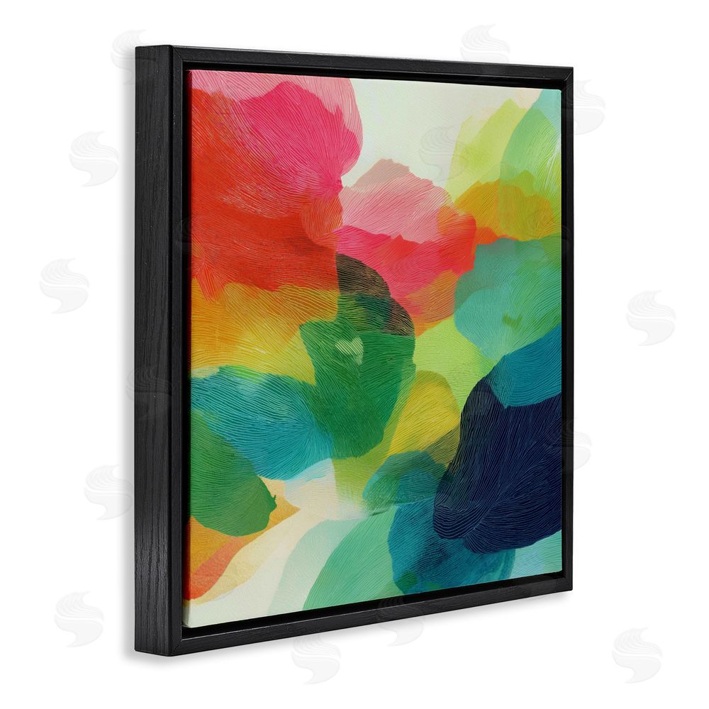Chromatic Storm Studio Vivid Flowing Color Field Black Floating Framed Canvas Wall Art Print