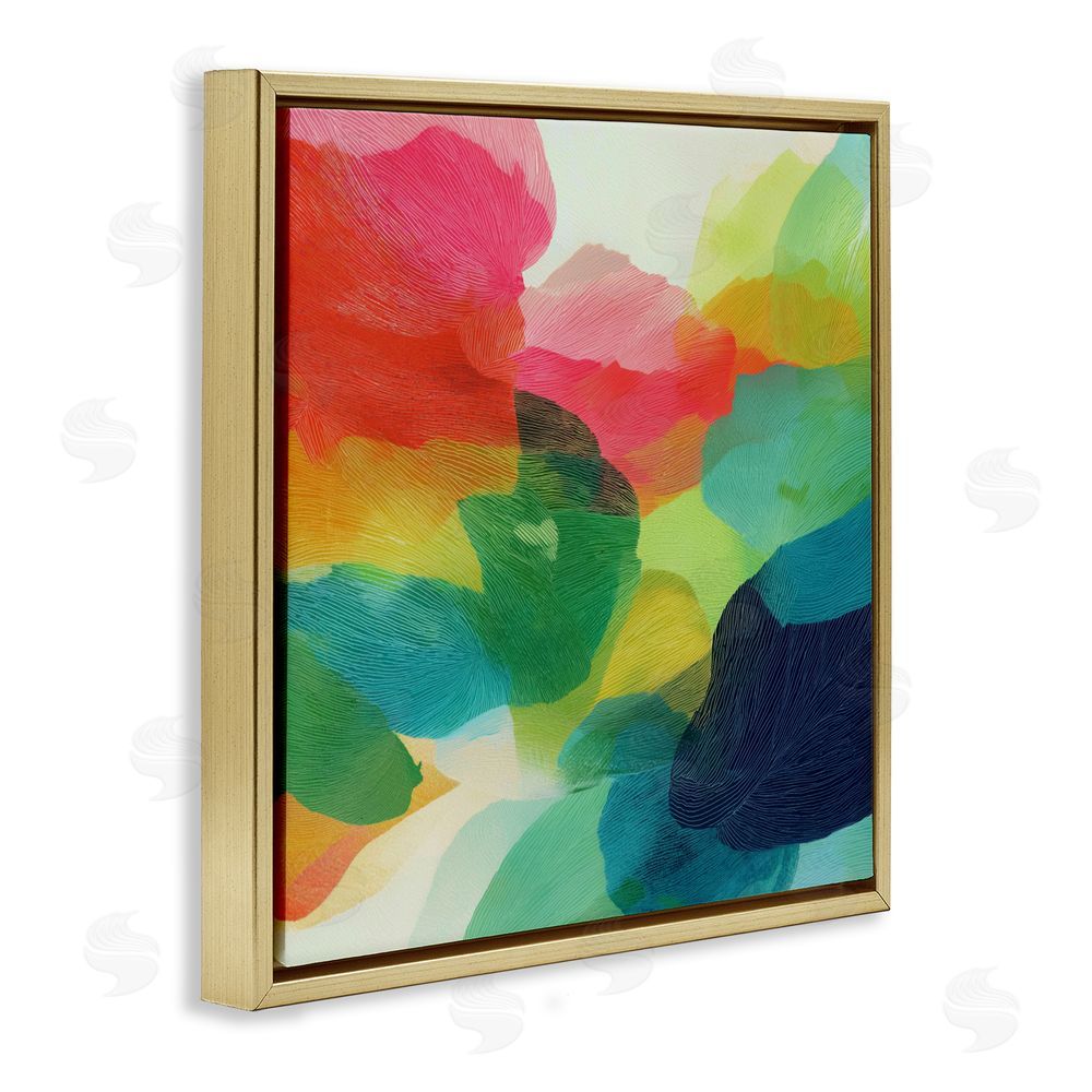 Chromatic Storm Studio Vivid Flowing Color Field Gold Floating Framed Canvas Wall Art Print