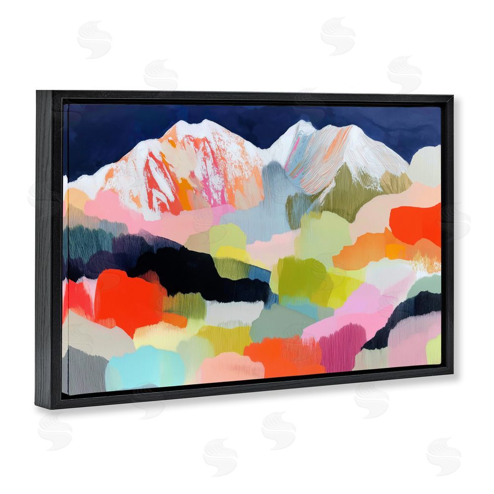 Chromatic Storm Studio Alpine Glow in Vibrant Mountains Black Floating Frame Stretched Canvas Wall Art Print