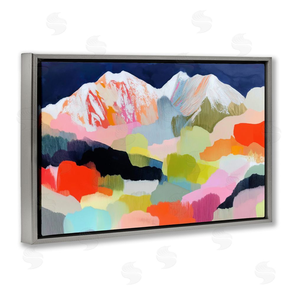 Chromatic Storm Studio Alpine Glow in Vibrant Mountains Gray Floating Frame Stretched Canvas Wall Art Print
