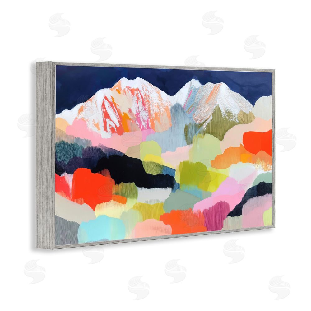 Chromatic Storm Studio Alpine Glow in Vibrant Mountains Gray Framed Giclee Wall Art Print