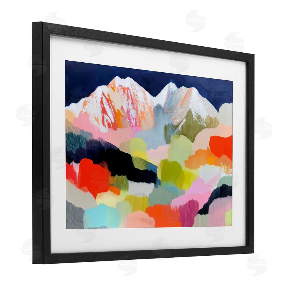 Chromatic Storm Studio Alpine Glow in Vibrant Mountains Black Framed Print Under Glass with Matting Wall Art