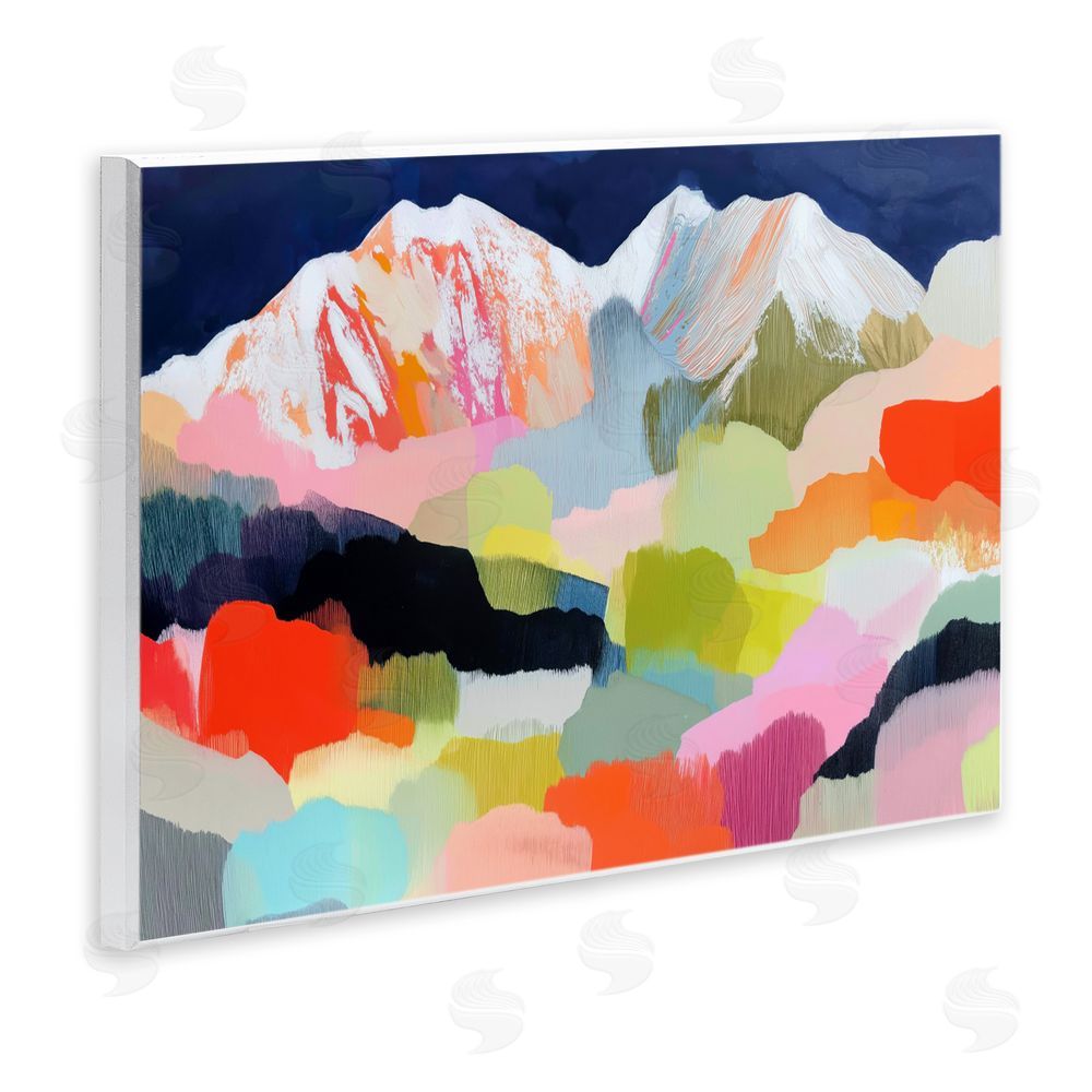 Chromatic Storm Studio Alpine Glow in Vibrant Mountains Wall Plaque Art Print with White Foil Wrap