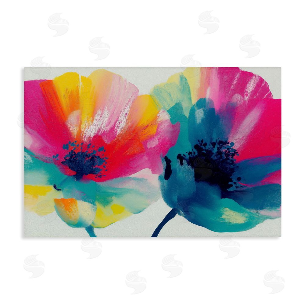 Chromatic Storm Studio Two Colorful Poppies Stretched Canvas Wall Art Print