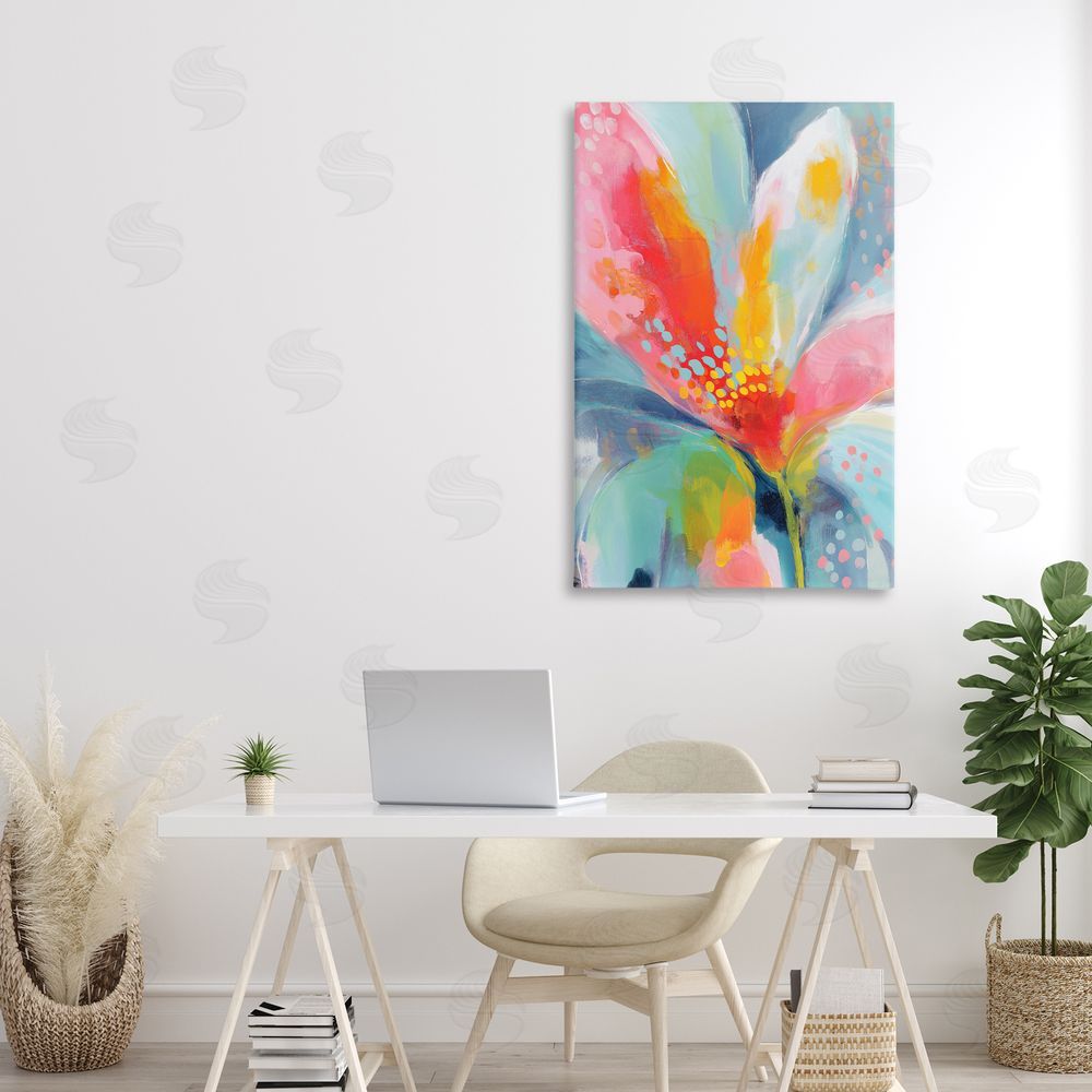 Chromatic Storm Studio Dotted Bloom Expression Stretched Canvas Wall Art in Room
