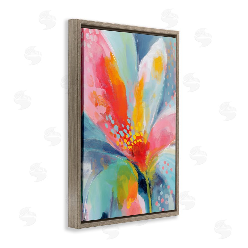 Chromatic Storm Studio Dotted Bloom Expression Brown Floating Frame Canvas Wall Art Print