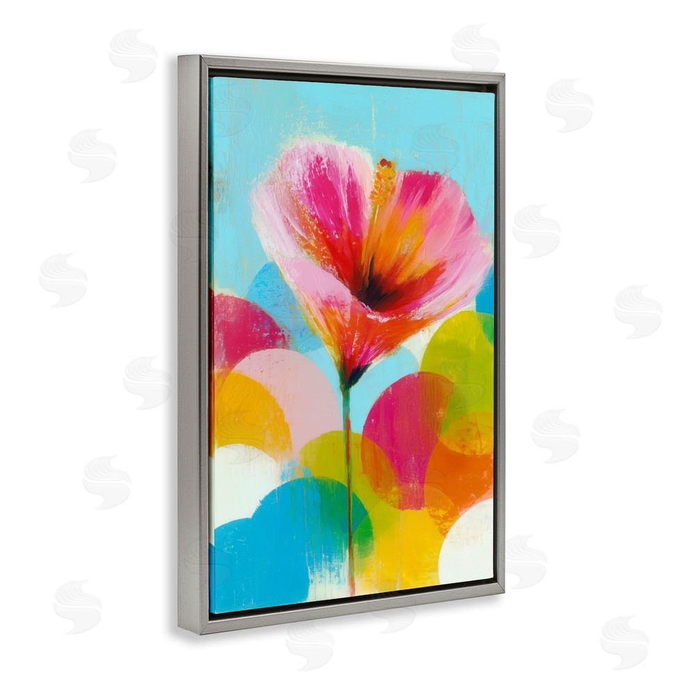 Chromatic Storm Studio Hibiscus In The Sun Gray Floating Framed Canvas Wall Art