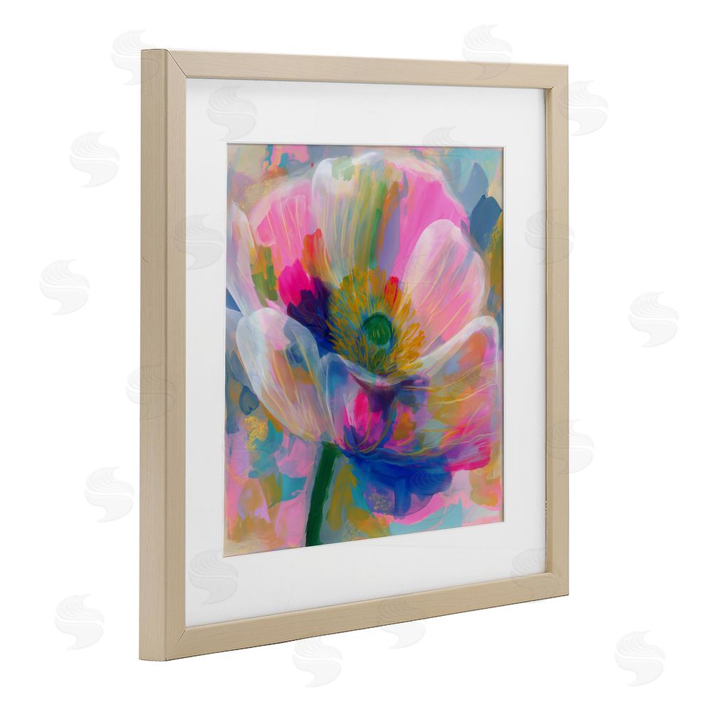 Chromatic Storm Studio Backlit Kaleidoscopic Poppy Brown Framed Print Under Glass with Matting Wall Art
