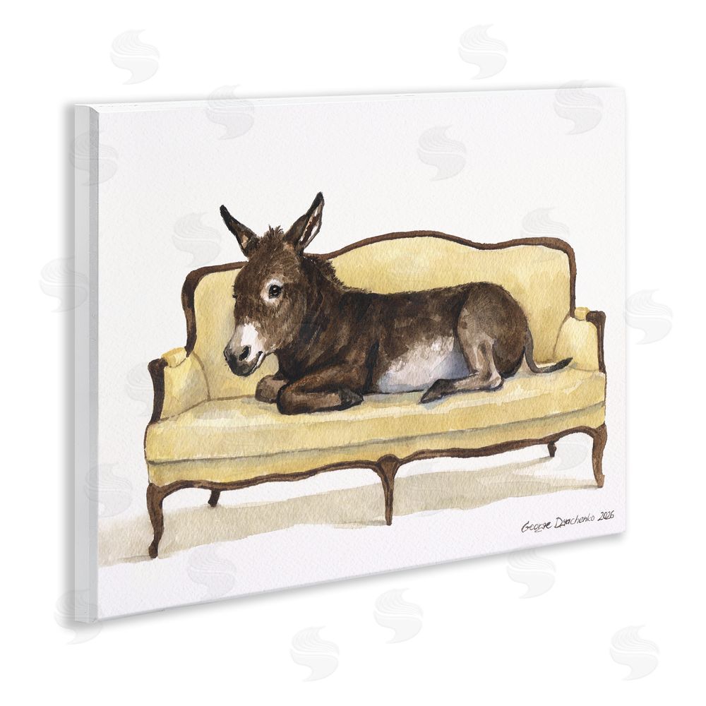 George Dyachenko Baby Donkey on Vintage Couch Wooden Wall Plaque Art Print