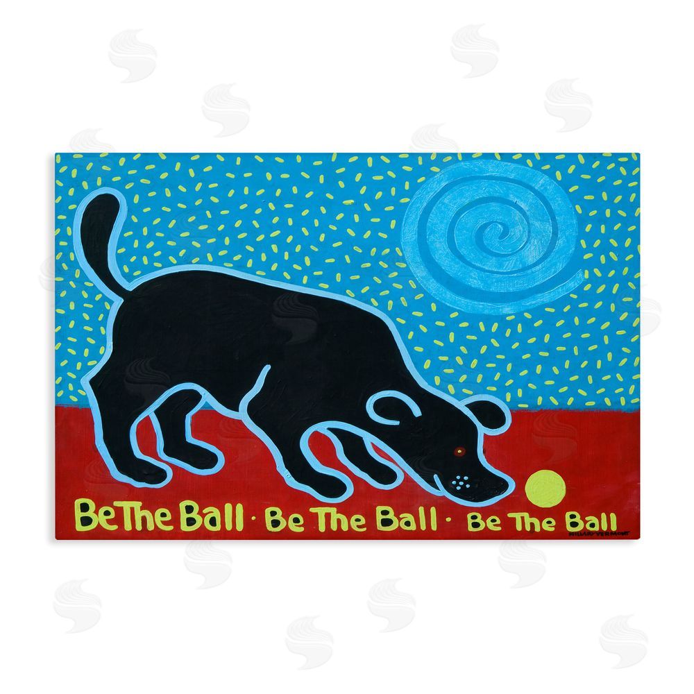 Hillary Vermont Be The Ball Playful Dog Stretched Canvas Wall Art Print