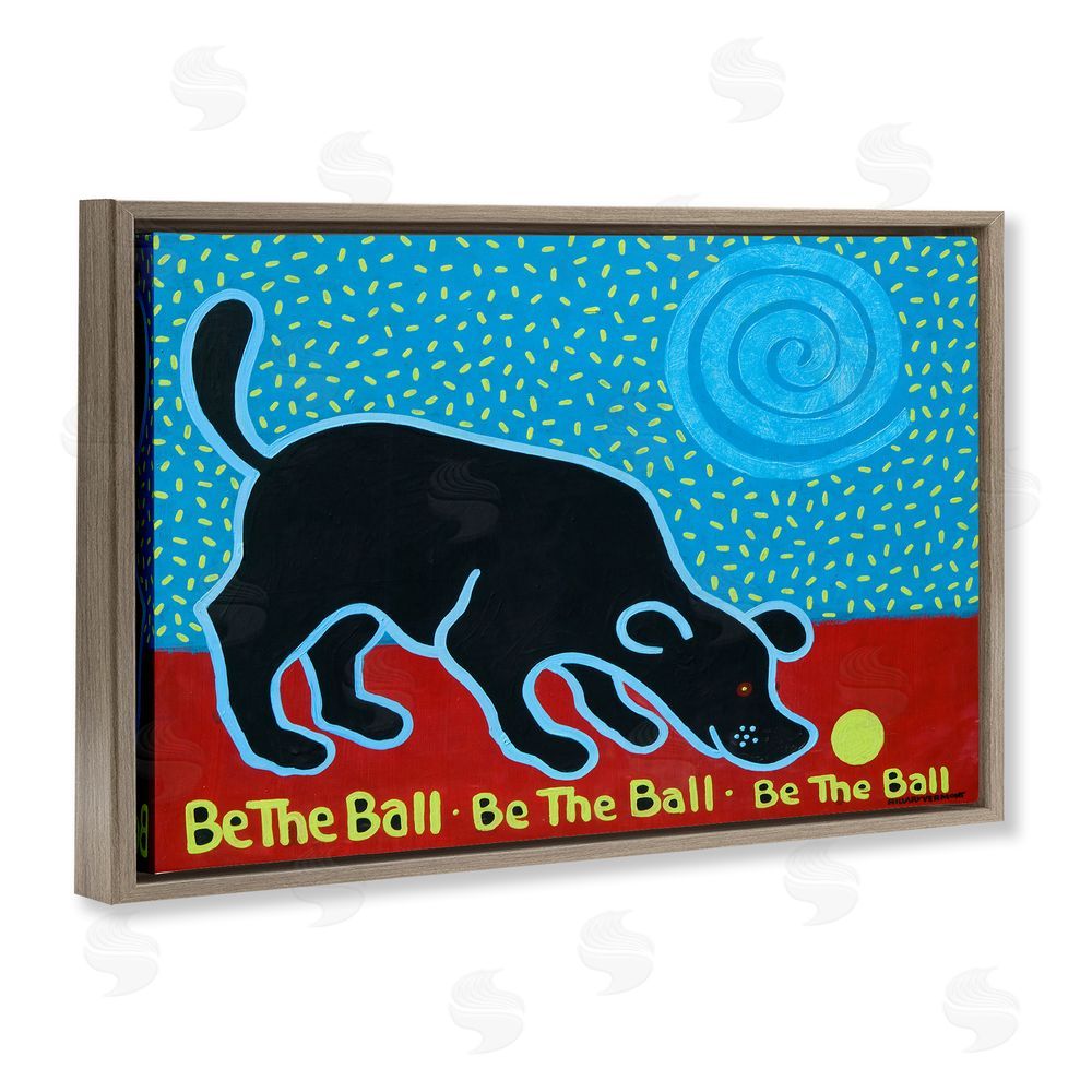 Hillary Vermont Be The Ball Playful Dog Brown Floating Frame Canvas Wall Art Print