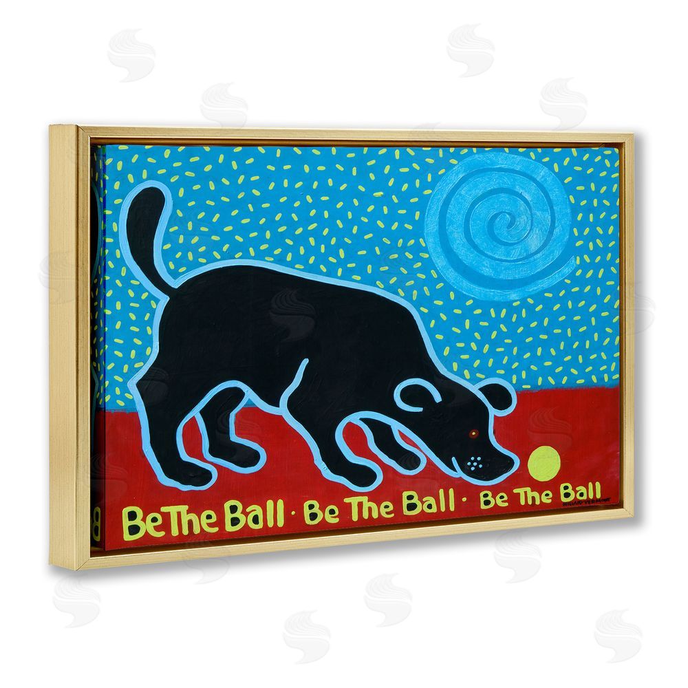 Hillary Vermont Be The Ball Playful Dog Gold Floating Frame Canvas Wall Art Print