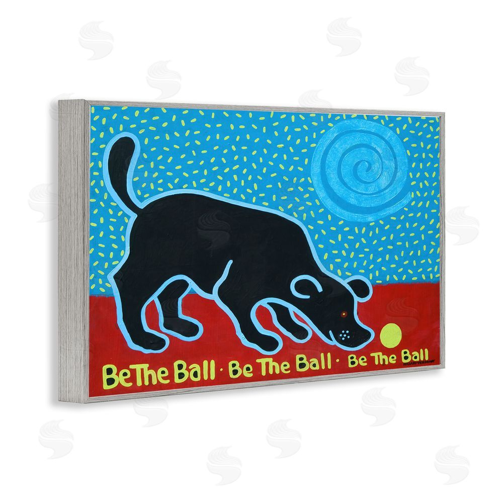Hillary Vermont Be The Ball Playful Dog Gray Framed Giclee Wall Art Print