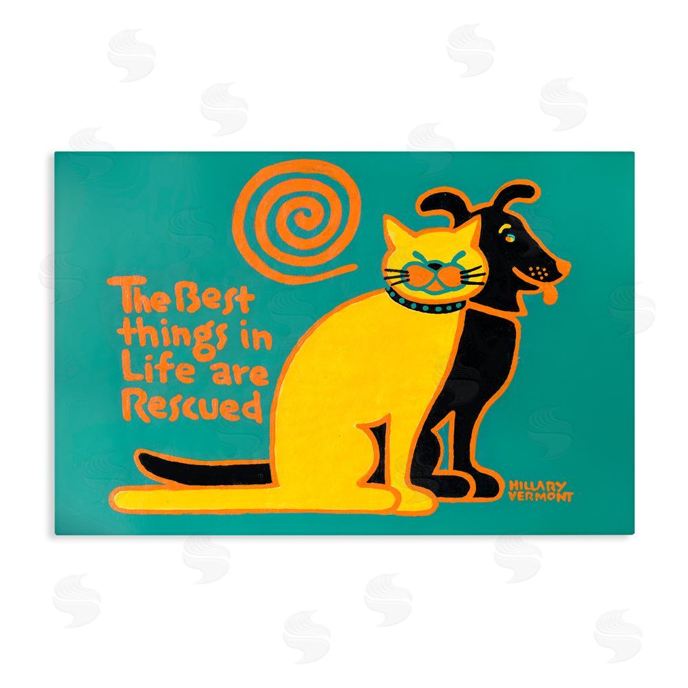 Hillary Vermont Best Things In Life Are Rescued Stretched Canvas Wall Art Print