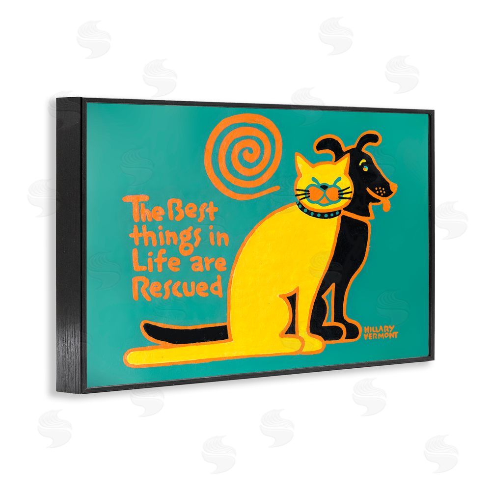 Hillary Vermont Best Things In Life Are Rescued Black Framed Giclee Wall Art Print