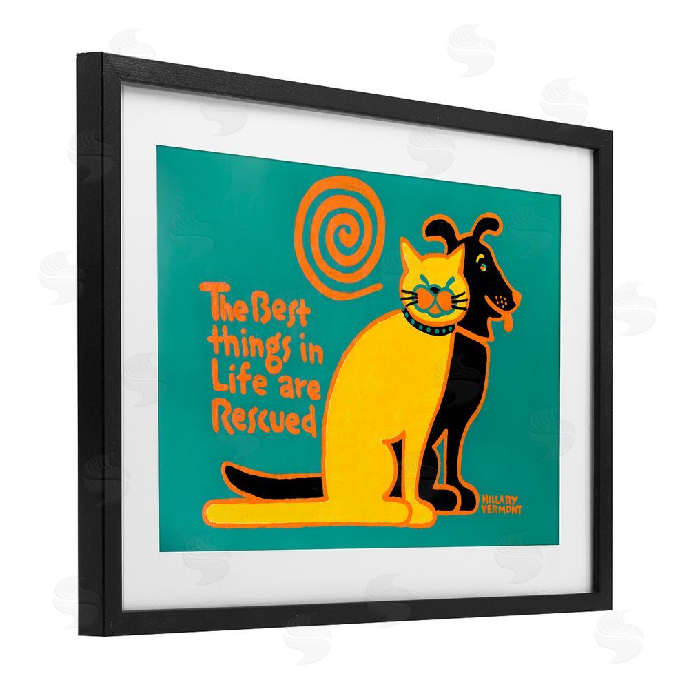 Hillary Vermont Best Things In Life Are Rescued Black Framed Print Under Glass Wall Art
