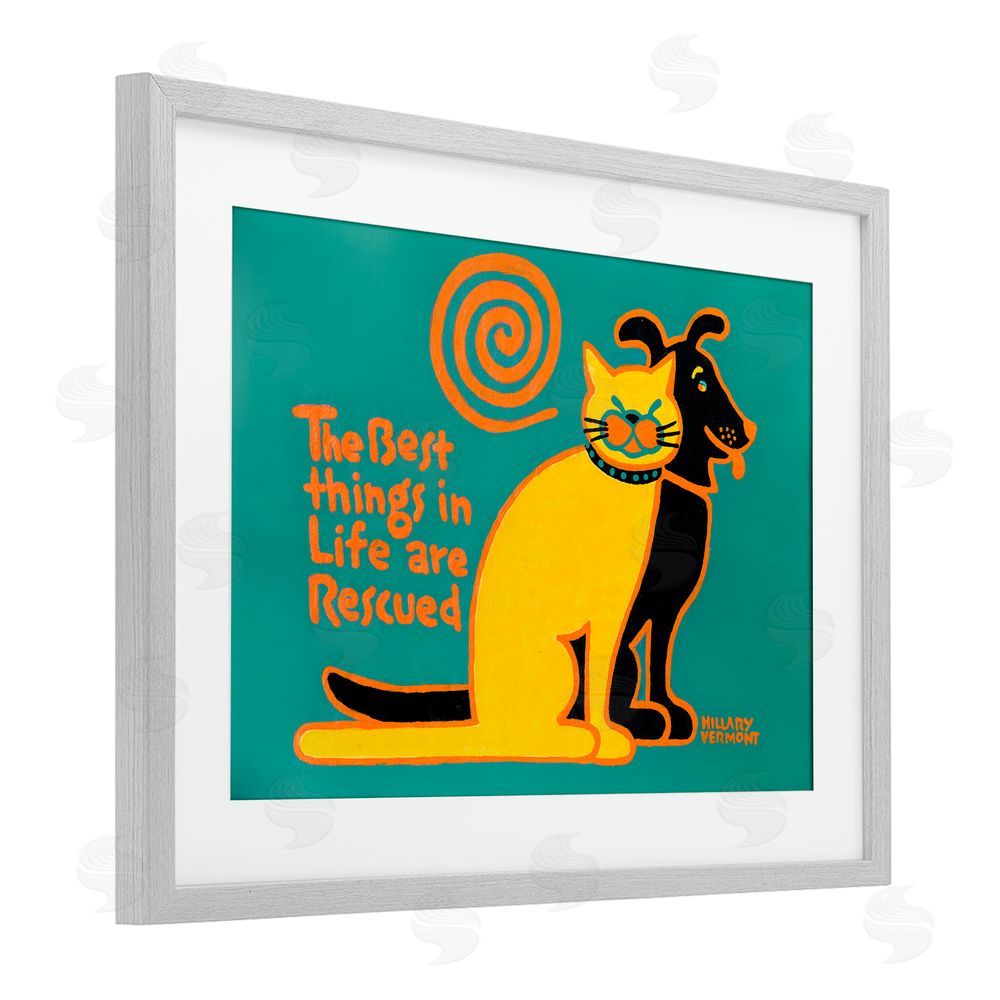 Hillary Vermont Best Things In Life Are Rescued Gray Framed Print Under Glass Wall Art