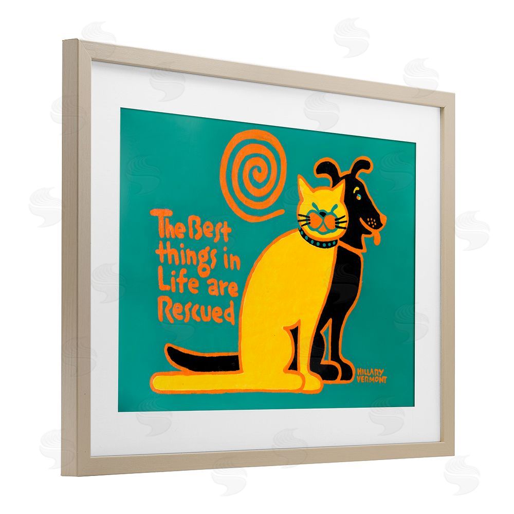 Hillary Vermont Best Things In Life Are Rescued Brown Framed Print Under Glass Wall Art