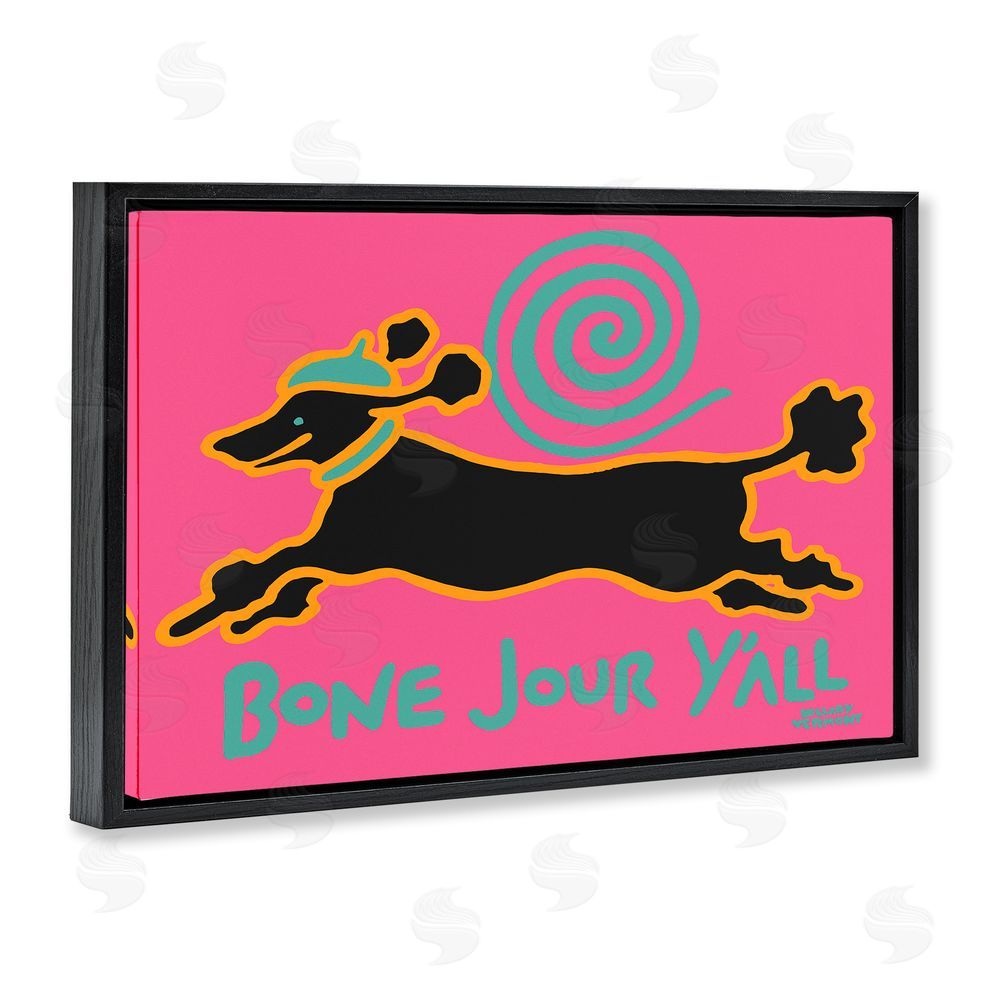 Hillary Vermont Bone Jour Y'all Dog Black Floating Frame Canvas Wall Art Print