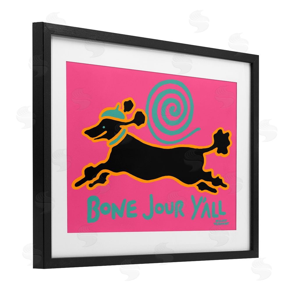 Hillary Vermont Bone Jour Y'all Dog Black Framed Print Under Glass Wall Art