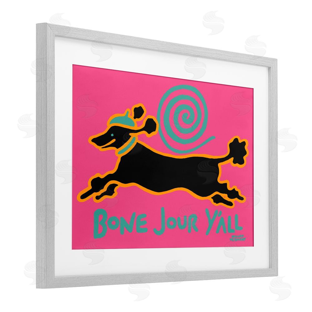 Hillary Vermont Bone Jour Y'all Dog Gray Framed Print Under Glass Wall Art