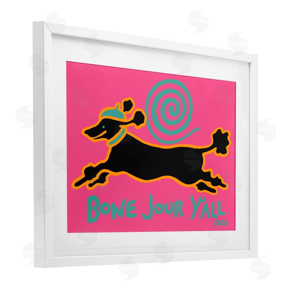 Hillary Vermont Bone Jour Y'all Dog White Framed Print Under Glass Wall Art