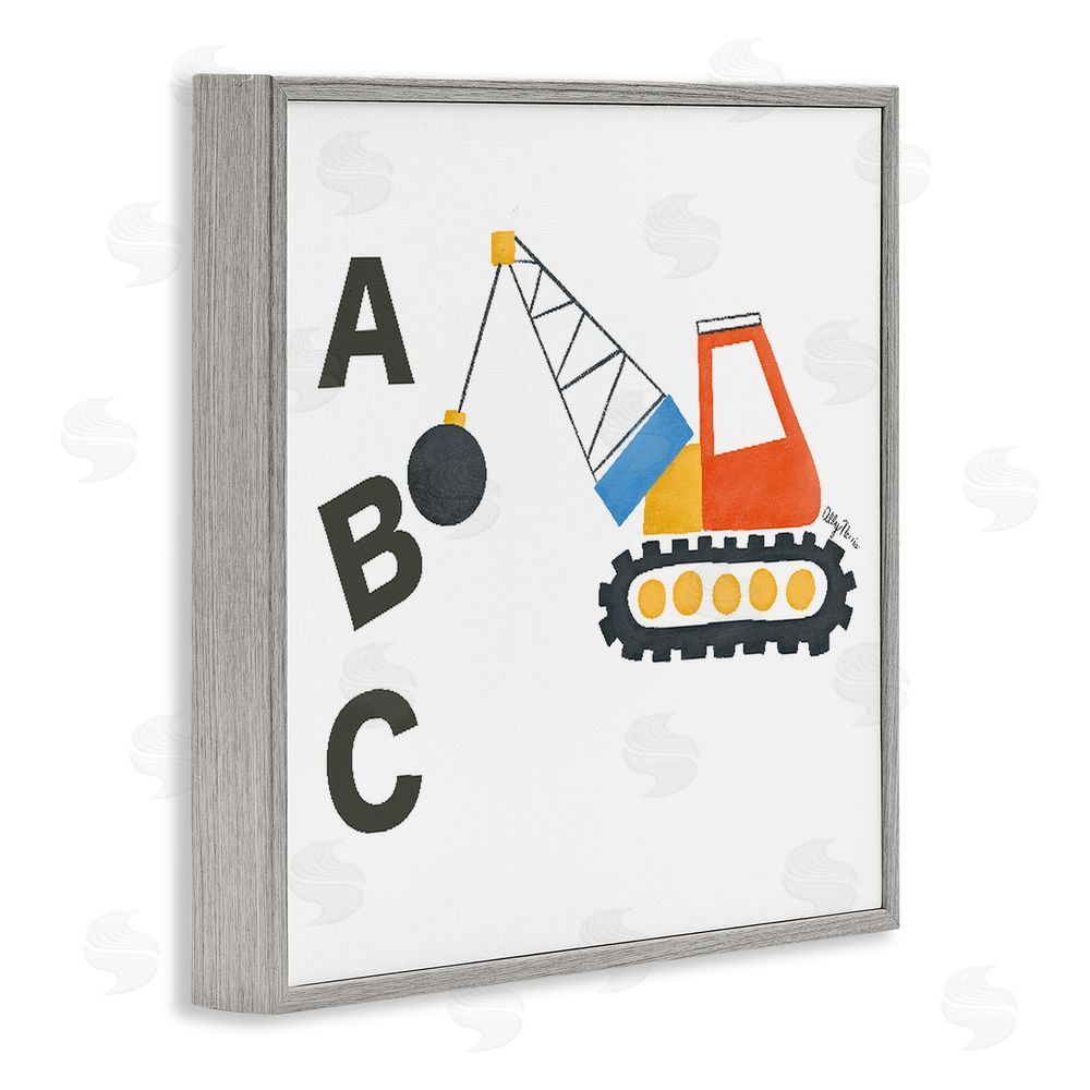 Allyson Norris ABC Construction Crane Gray Framed Giclee Wall Art Print