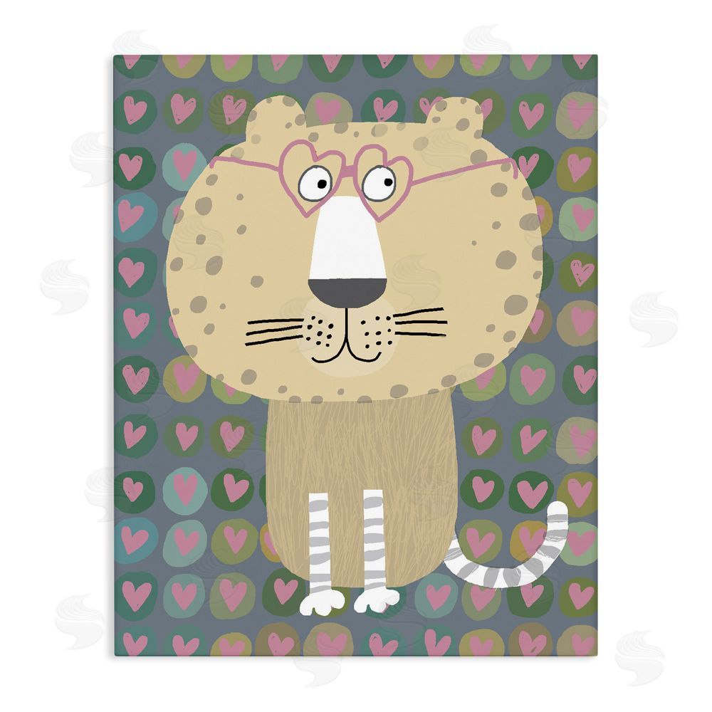 Carla Daly Cheetah Hearts Whimsy Stretched Canvas Wall Art Print