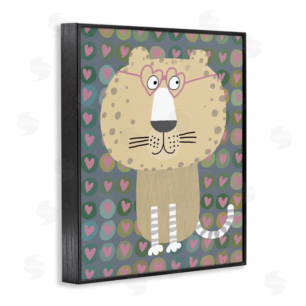 Carla Daly Cheetah Hearts Whimsy Black Framed Giclee Wall Art Print
