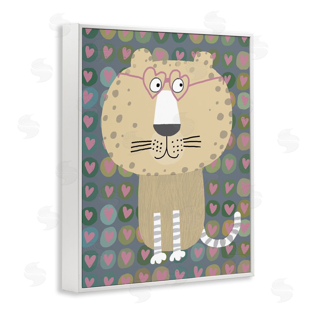 Carla Daly Cheetah Hearts Whimsy White Framed Giclee Wall Art Print
