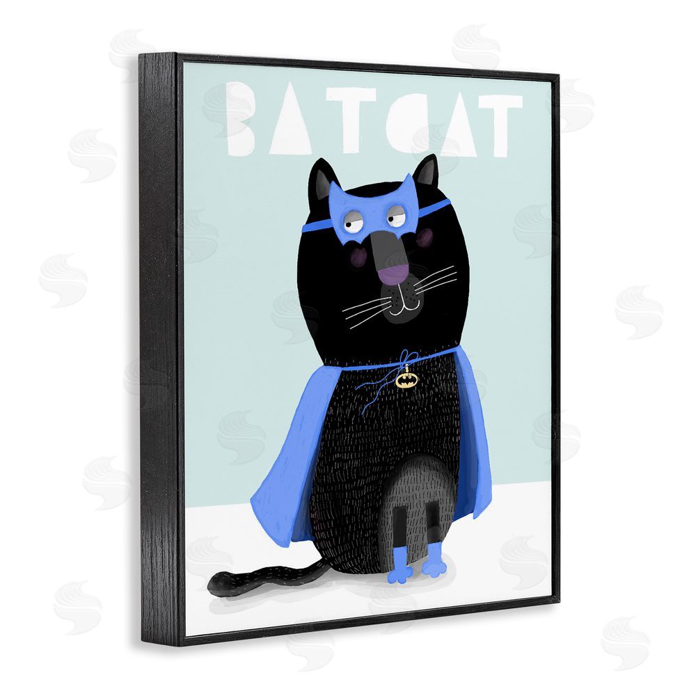 Carla Daly Bat Cat Fun Costume Black Framed Giclee Wall Art Print