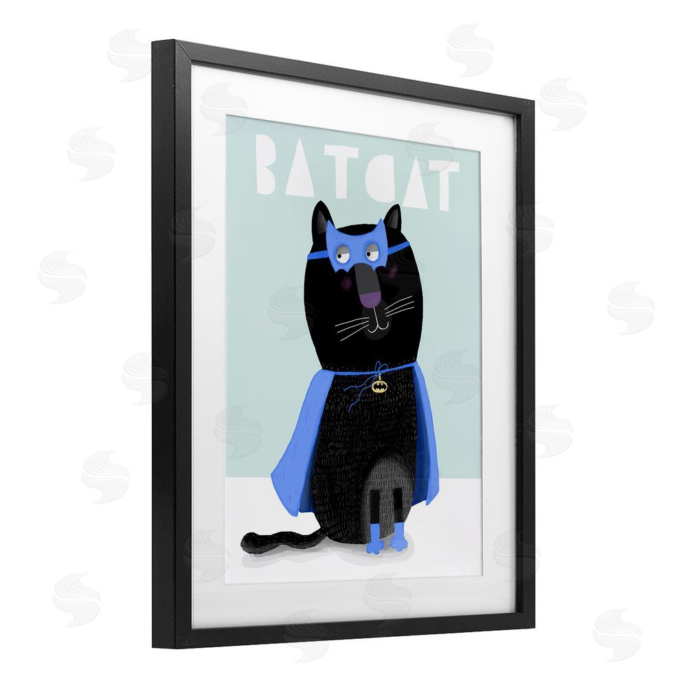 Carla Daly Bat Cat Fun Costume Black Framed Print Under Glass Wall Art