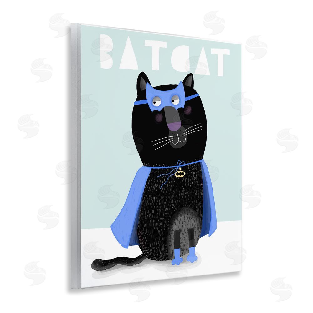 Carla Daly Bat Cat Fun Costume Wooden Wall Plaque Art Print
