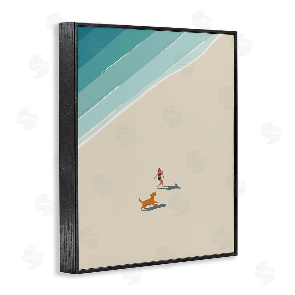 Omar Escalante Beach Frolic in the Sunshine Black Framed Giclee Wall Art Print