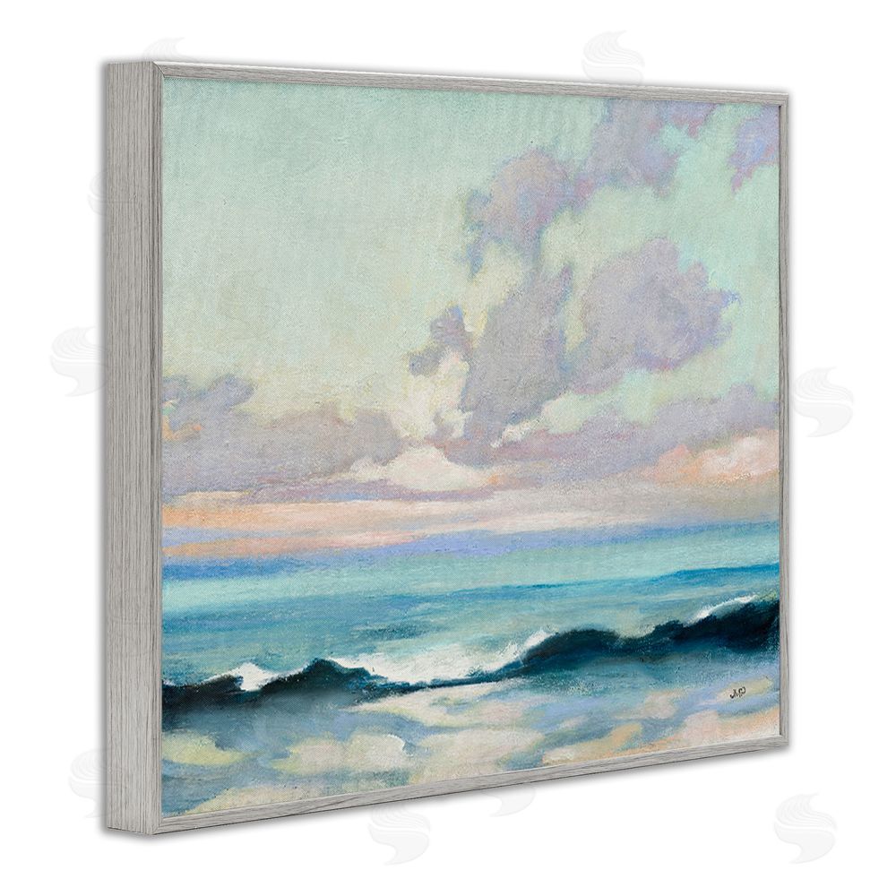 Julia Purinton Calm on the Coast Gray Framed Giclee Wall Art Print