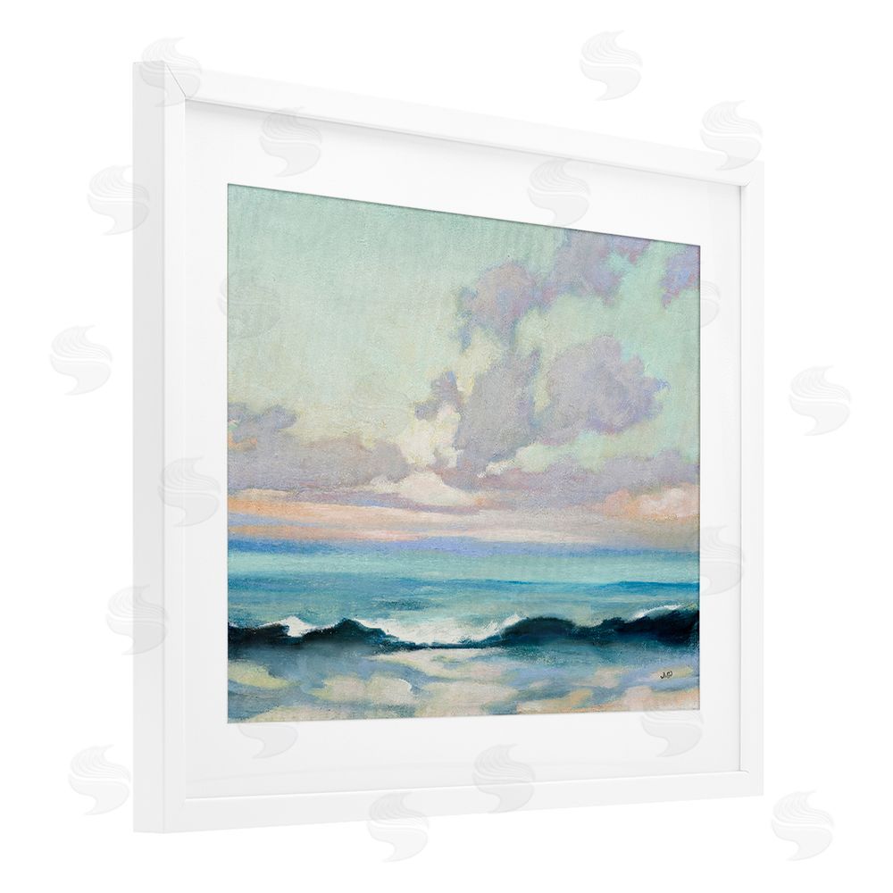 Julia Purinton Calm on the Coast White Framed Print Under Glass Wall Art