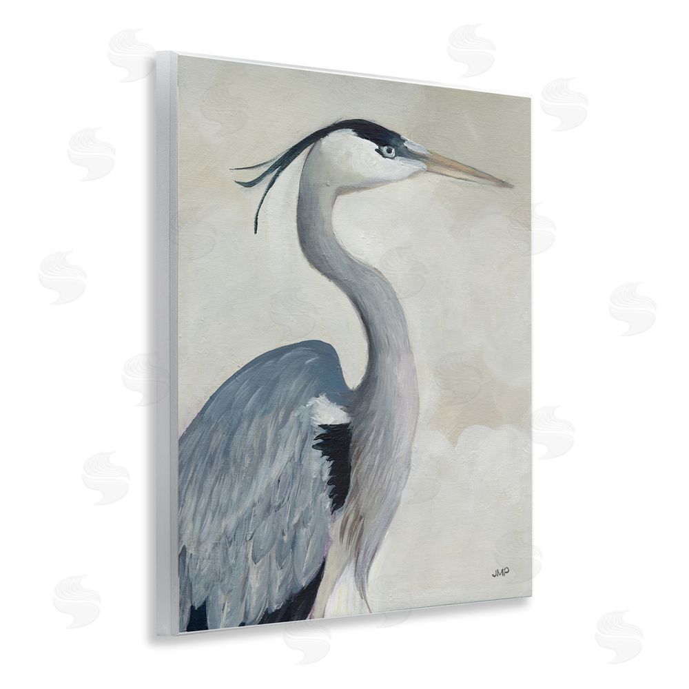 Julia Purinton Coastal Bird Over Neutral Clouds Wooden Wall Plaque Art Print