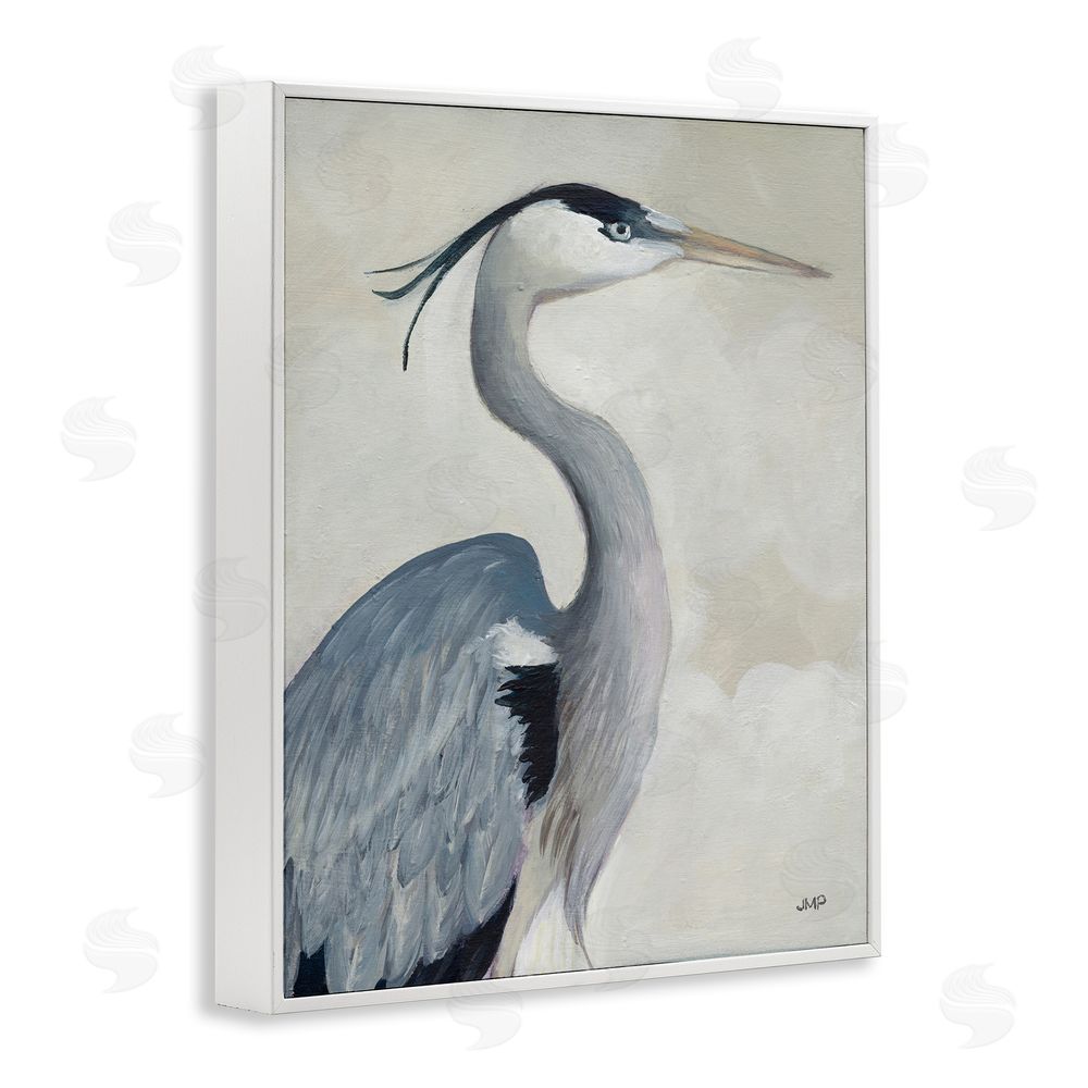 Julia Purinton Coastal Bird Over Neutral Clouds White Framed Giclee Wall Art Print