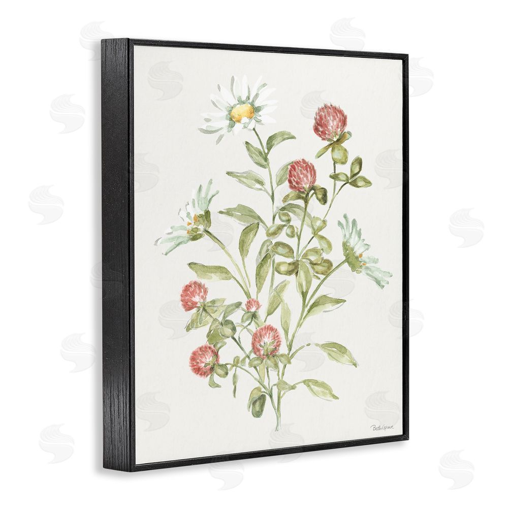 Beth Grove Blooming Leafy Florals Black Framed Giclee Wall Art Print