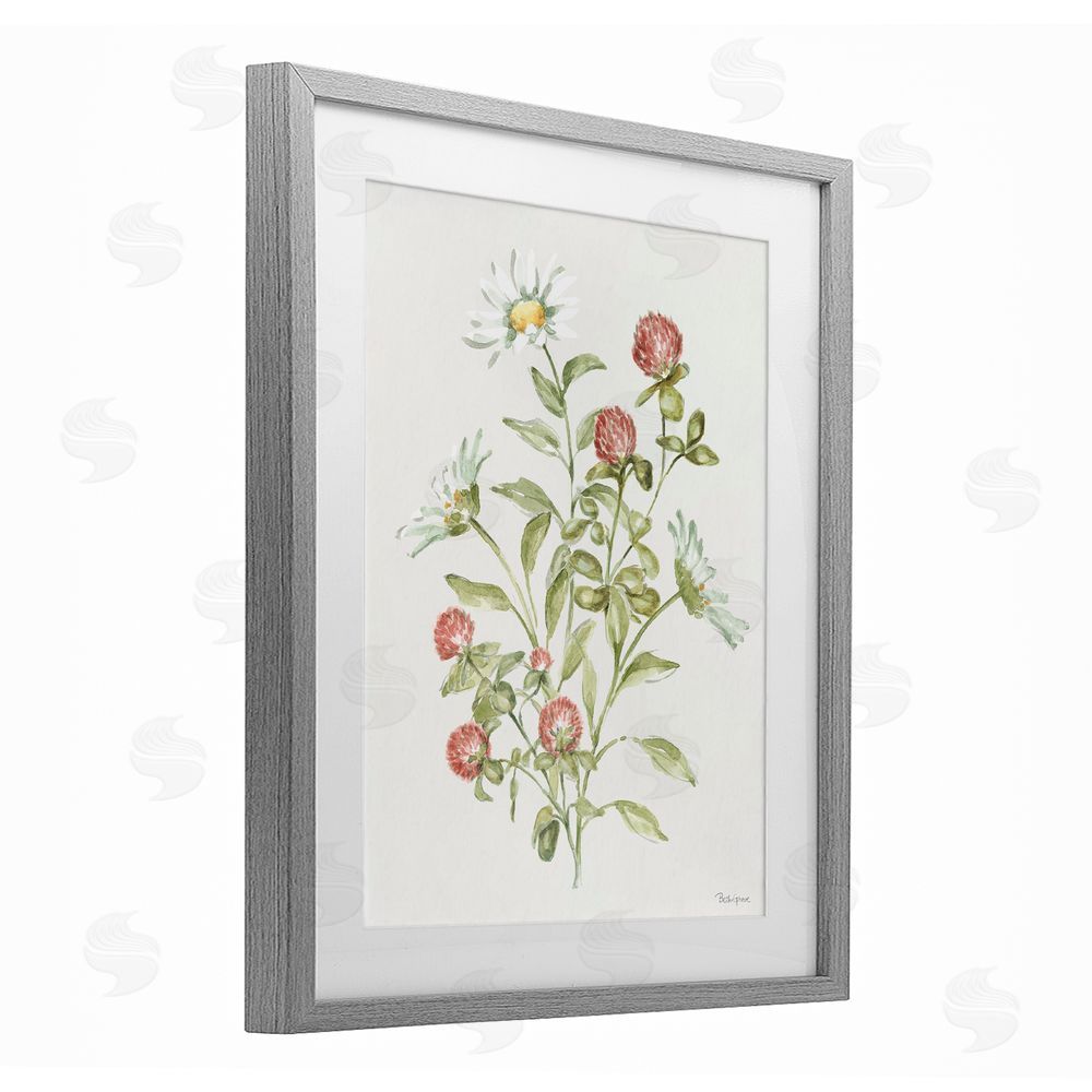 Beth Grove Blooming Leafy Florals Gray Framed Print Under Glass Wall Art