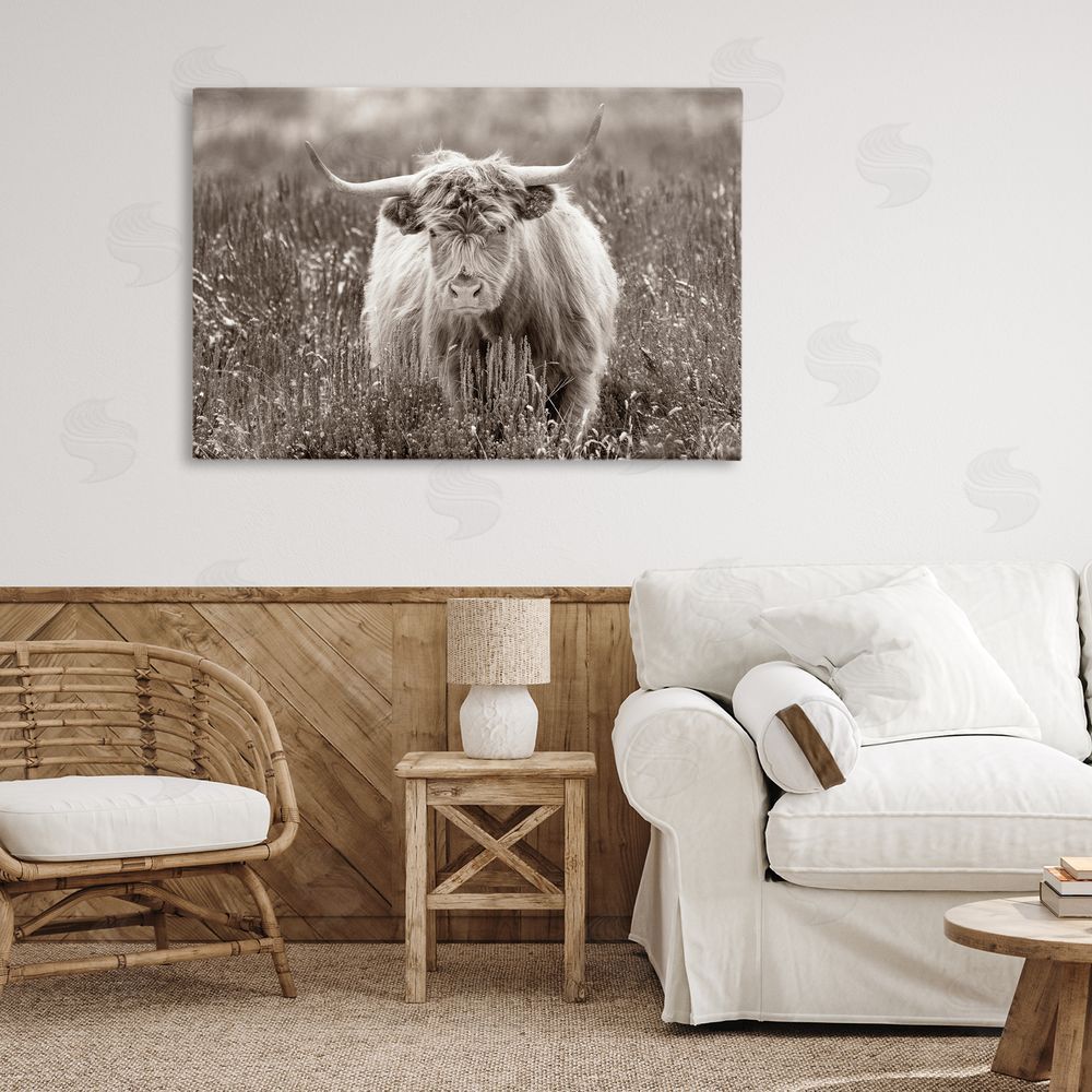 Steve Smith A Field & Cattle Stretched Canvas Wall Art in Room