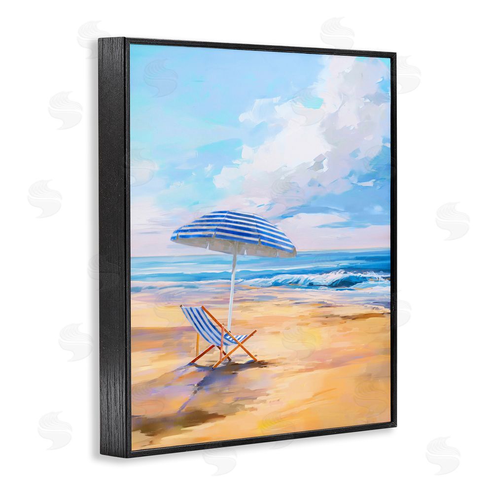 Ziwei Li Blue Beach Chair Relaxation Black Framed Giclee Wall Art Print