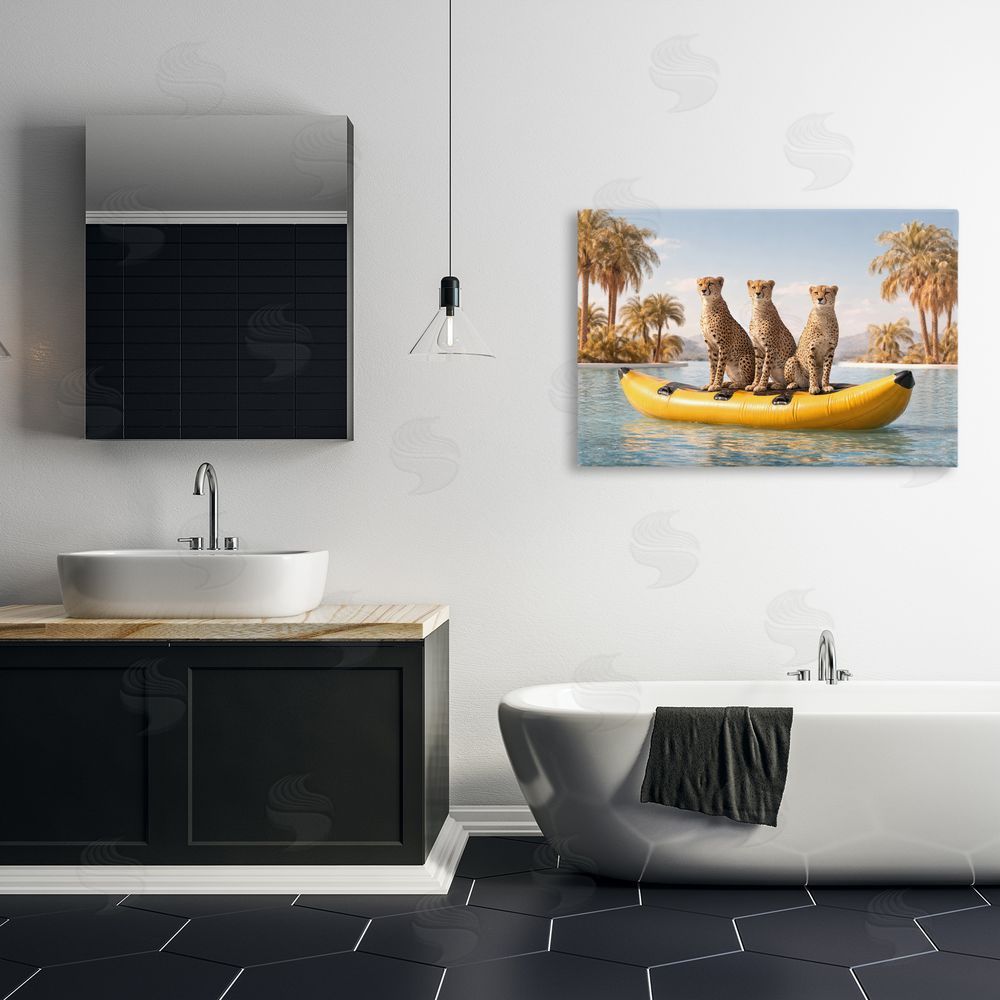 Ziwei Li Cheetah Trio on Float Stretched Canvas Wall Art in Room