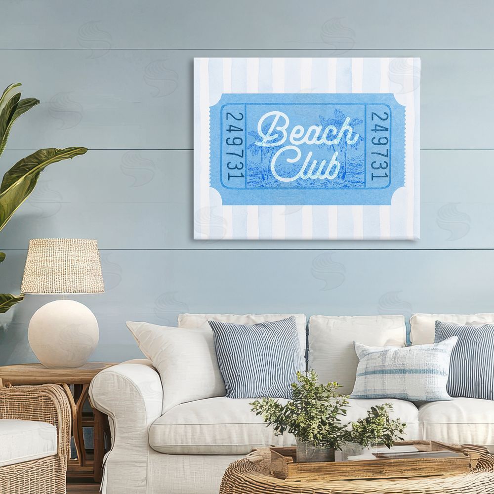 Lil' Rue Beach Club Ticket Stretched Canvas Wall Art in Room