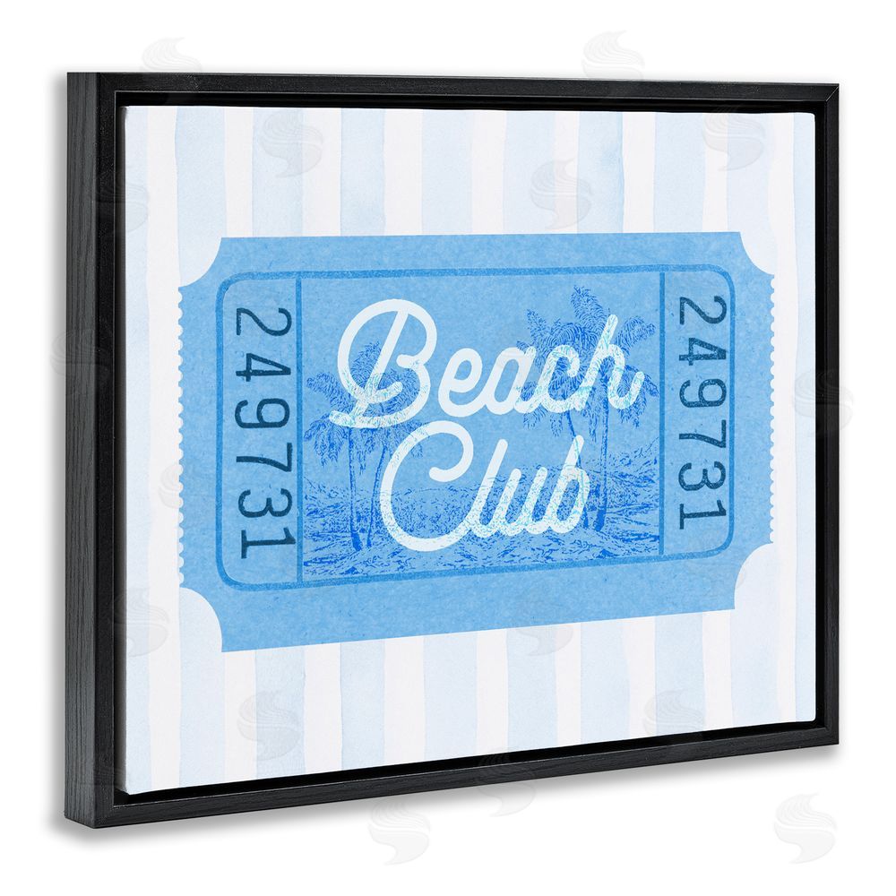 Lil' Rue Beach Club Ticket Black Floating Frame Canvas Wall Art Print