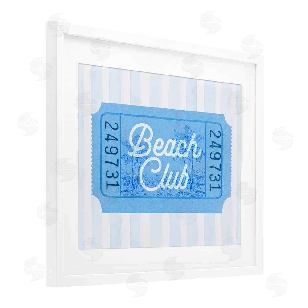 Lil' Rue Beach Club Ticket White Framed Print Under Glass Wall Art
