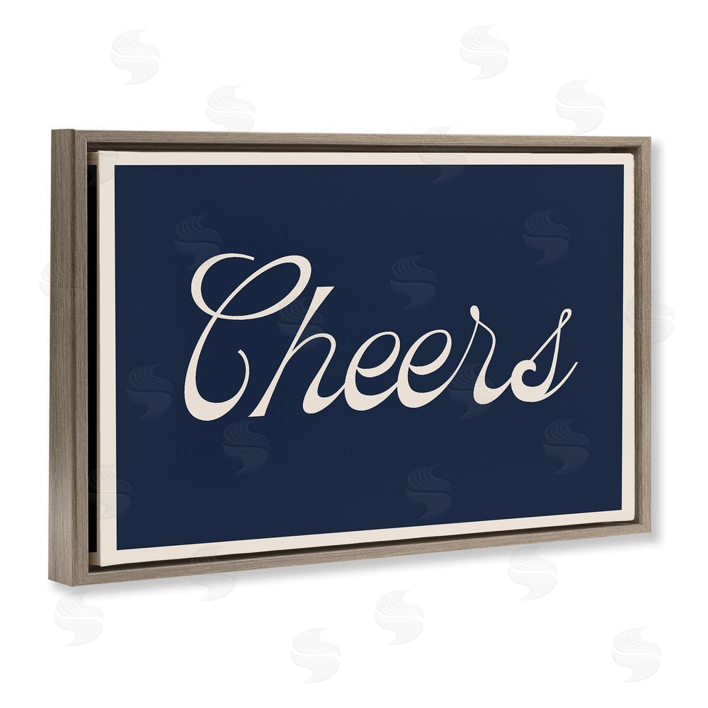 Lil' Rue Cheers Vintage Script Brown Floating Frame Canvas Wall Art Print