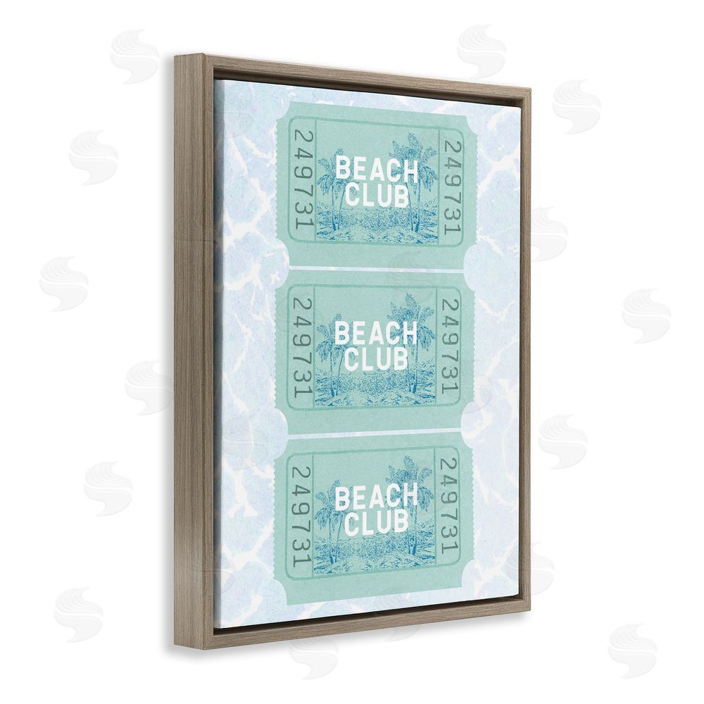Lil' Rue Beach Club Tickets Brown Floating Frame Canvas Wall Art Print