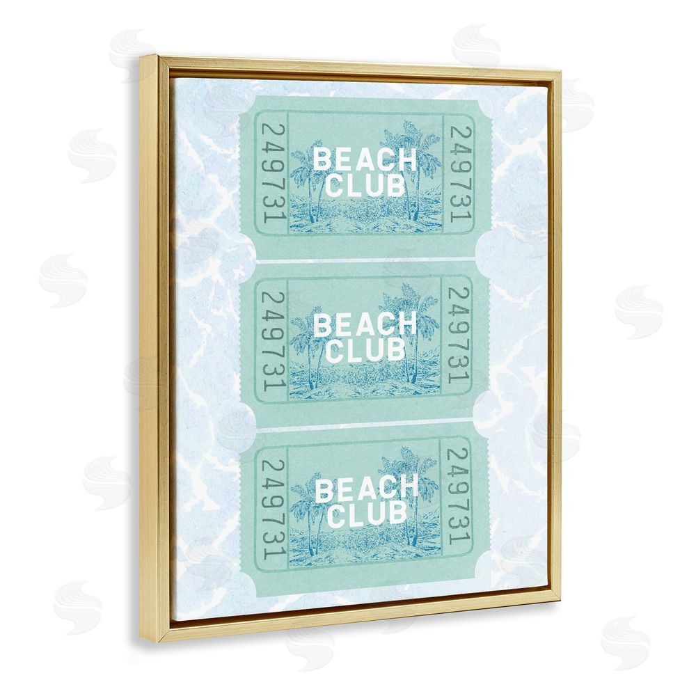 Lil' Rue Beach Club Tickets Gold Floating Frame Canvas Wall Art Print