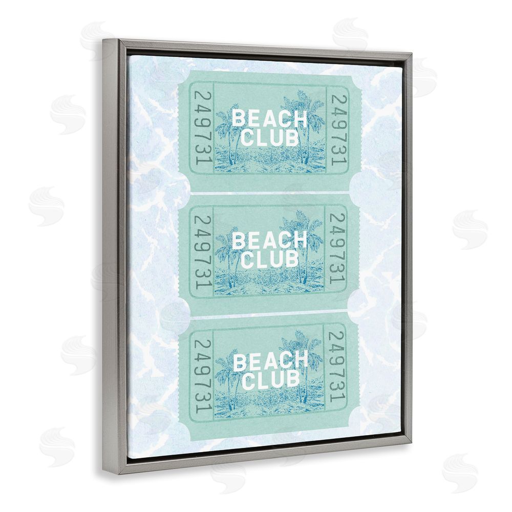 Lil' Rue Beach Club Tickets Gray Floating Frame Canvas Wall Art Print